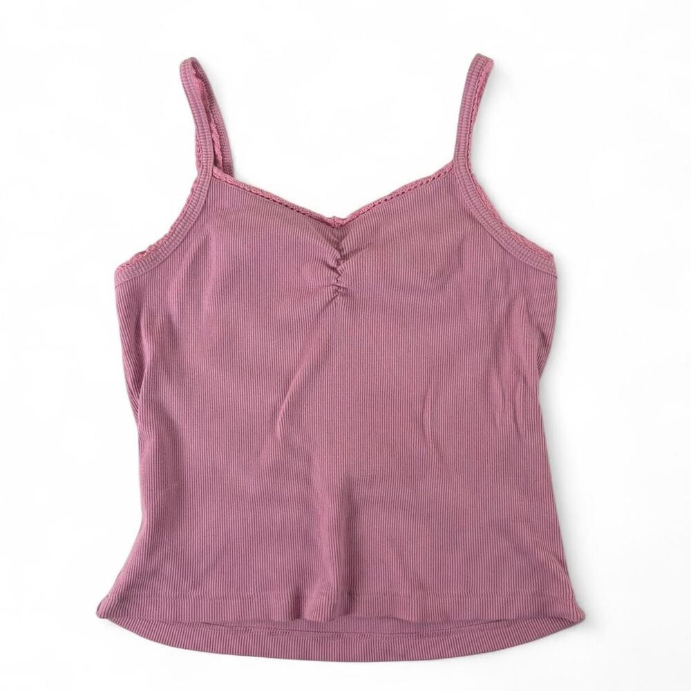 y2k vintage Lord & Taylor baby pink lettuce trim camisole